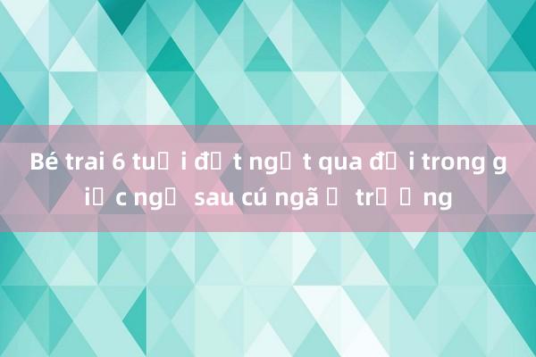 Bé trai 6 tuổi đột ngột qua đời trong giấc ngủ sau cú ngã ở trường